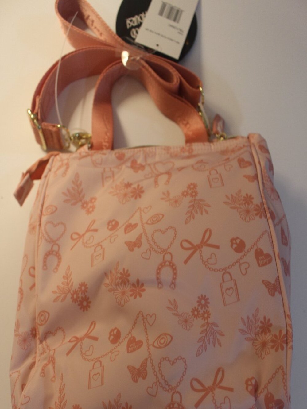 Betsey Johnson Pink Charm Print Insulated Lunch Tote With Tags